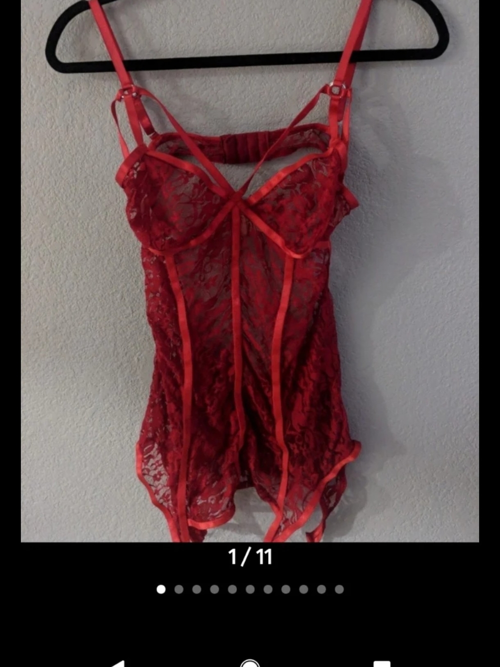 Retro Red Lace Bodysuit Garter Lingerie Chemise Cosplay Bondage